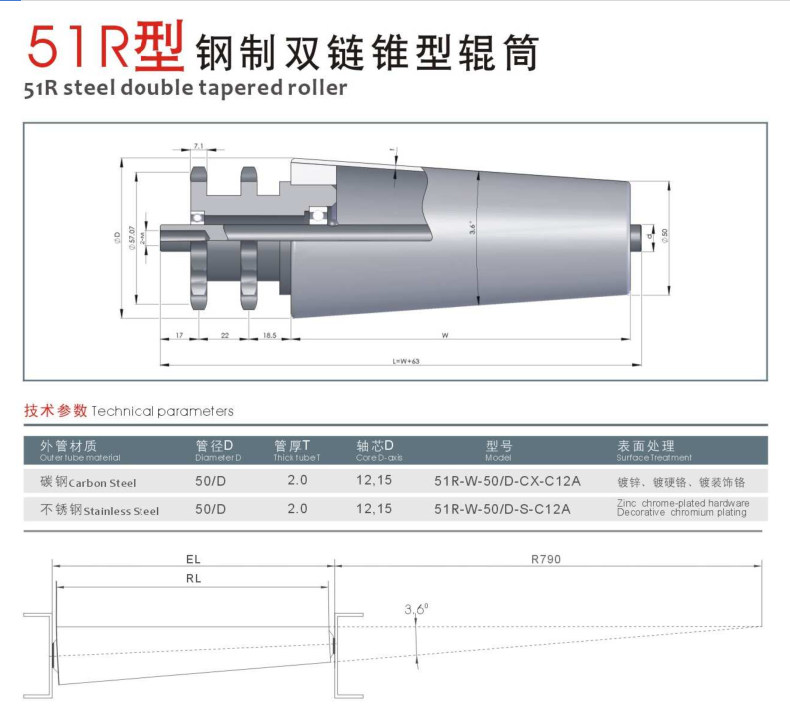 鋼製鏈輪輥筒雙排